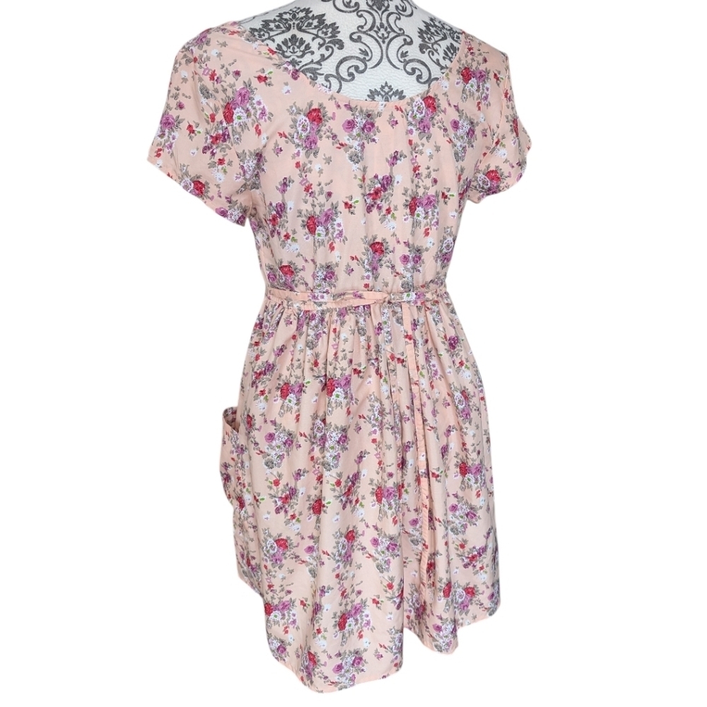 Band of Gypsies Floral Mini Dress Women Medium Pink Boho - Picture 3 of 9